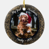 Dog Pet First kerstfoto Lijst Keramisch Ornament (Achterkant)