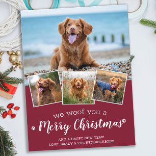 Dog Pet Foto Collage We houden van prettige kerst Briefkaart