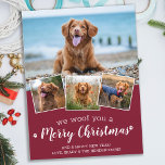 Dog Pet Foto Collage We houden van prettige kerst Feestdagenkaart<br><div class="desc">We wilden je een prettige kerst geven. Verstuur leuke feestvreugde met deze superschattige persoonlijke, persoonlijke, persoonlijke feestelijke fotokaart. Vrolijk kerstwensen van de hond met schattige pootafdrukken in een leuk modern fotocollage-ontwerp. Voeg de foto's of familiefoto's van uw hond toe met de hond, en personaliseer met familienaam, bericht en jaar. Deze...</div>