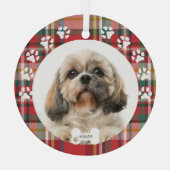 Dog Pet-foto kerstfeestdag Verzending Tzu Aangepas Glas Ornament (Achterkant)
