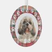 Dog Pet-foto kerstfeestdag Verzending Tzu Aangepas Glas Ornament (Voorkant Rechts)