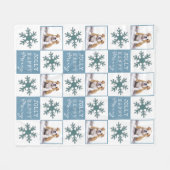 Dog Pet Foto Typografie Snowflake Kerstmis Fleece Deken (Voorkant (Horizontaal))