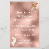 Dog Pet Grooming Sitting Business Glitter Flyer (Achterkant)