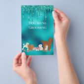 Dog Pet Grooming Sitting Business Glitter Flyer (Hand)