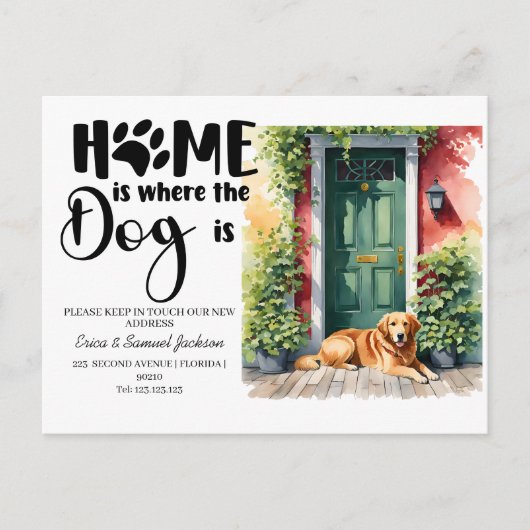 Dog Pet is verhuisd! Nieuw adres aankondiging (Voorkant)