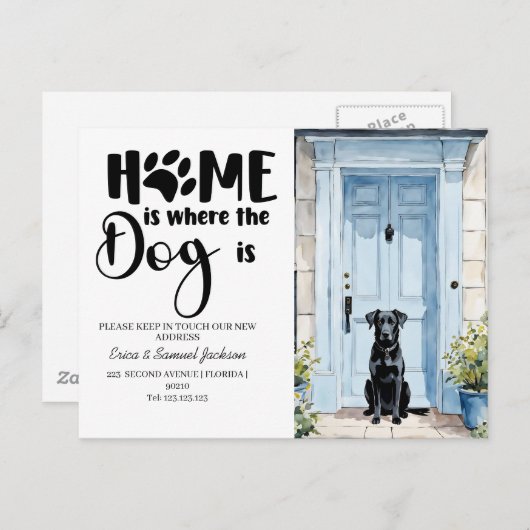 Dog Pet is verhuisd! Nieuw adres aankondiging (Voorkant / Achterkant)