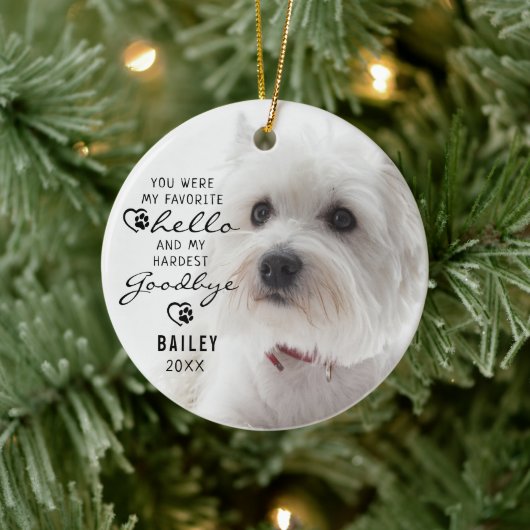Dog Pet Loss Memorial Photo Quote Keepslag Keramisch Ornament (Boom)