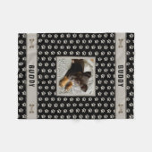 Dog Pet Lover Foto Paw Print Black Grey Fleece Deken (Voorkant (Horizontaal))