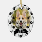 Dog Pet Memorial Custom Zwart-wit Keramisch Ornament (Rechts)