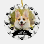 Dog Pet Memorial Custom Zwart-wit Keramisch Ornament (Voorkant)