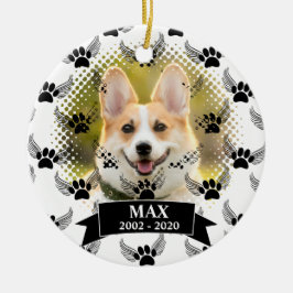 Dog Pet Memorial Custom Zwart-wit Keramisch Ornament