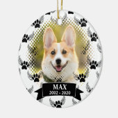 Dog Pet Memorial Custom Zwart-wit Keramisch Ornament (Links)