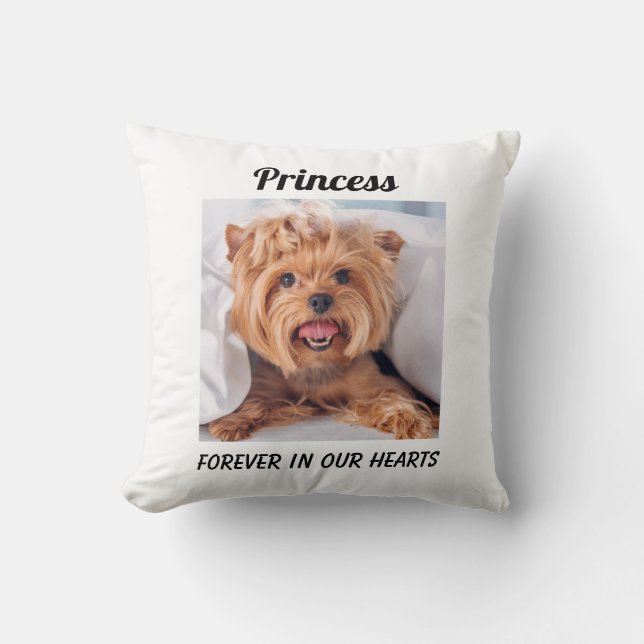 Dog Pet Memorial Herinnering voor altijd in harten Kussen (Voorkant)