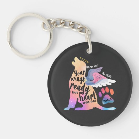 Dog Pet Memorial Waterverf Cute Design Love Sleutelhanger (Voorkant)