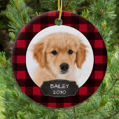 Dog Pet met kerstfoto's Puppy Rustic Green Pset C Keramisch Ornament