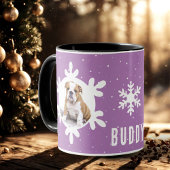 Dog Pet Name Photo Paars Snowflake Mok