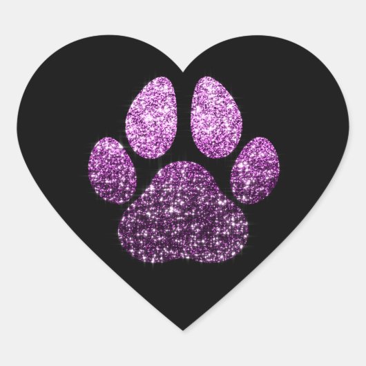Dog Pet Paw Paarse Spark Glitter Heart Spark Hart Sticker (Voorkant)