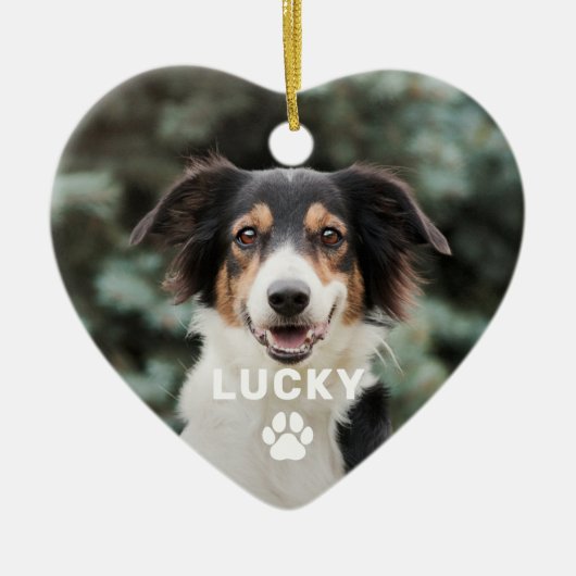 Dog Pet Paw Print Persoonlijke foto Keramisch Ornament (Voorkant)