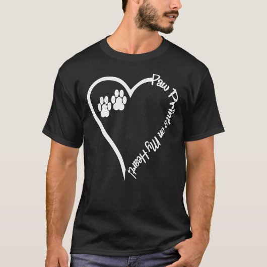 Dog Pet Paw Prints op mijn hart T Shirt (Voorkant)