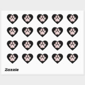 Dog Pet Paw Roos Burgund Glitter Heart Spark Hart Sticker (Vel)