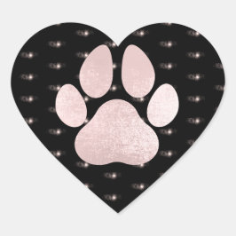 Dog Pet Paw Roos Burgund Glitter Heart Spark Hart Sticker