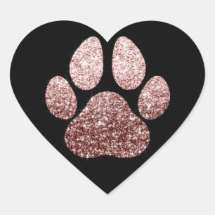 Dog Pet Paw Roos Gold Spark Glitter Heart Spark Hart Sticker