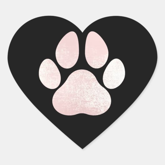 Dog Pet Paw Roos Zwart Glitter Hart Vonk Hart Sticker (Voorkant)