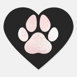 Dog Pet Paw Roos Zwart Glitter Hart Vonk Sticker