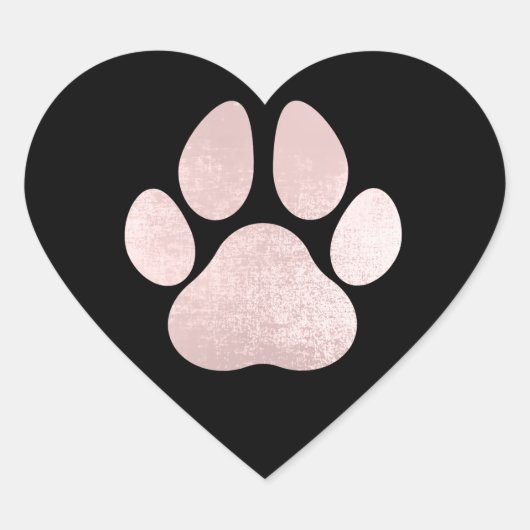Dog Pet Paw Roos Zwart Glitter Hart Vonk Sticker (Voorkant)