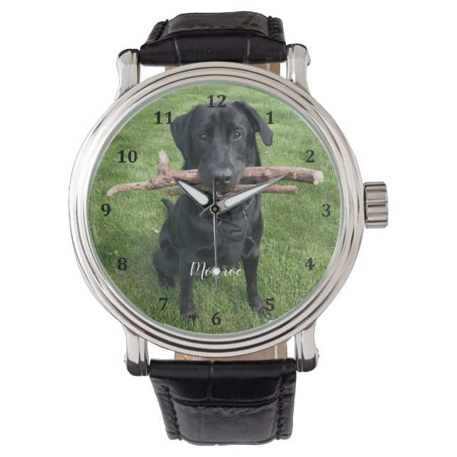 Dog Pet Persoonlijke naam en foto Horloge (Voorkant)