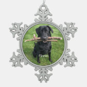 Dog Pet Persoonlijke naam en foto Tin Sneeuwvlok Ornament (Voorkant)
