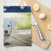 Dog Pet Photo Pine Snowflakes Merry Kerstry Theedoek (Quarter Fold)