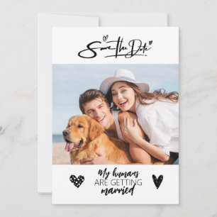 Dog Pet Photo Rustic Save the Date Black Wedding Kaart
