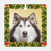 Dog Pet Photo Template Kerstmis - Lichtgewicht Metalen Ornament (Voorkant)