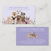 Dog Pet Sitting Floral Paars Visitekaartje (Voorkant / Achterkant)