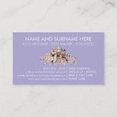 Dog Pet Sitting Floral Paars Visitekaartje (Achterkant)