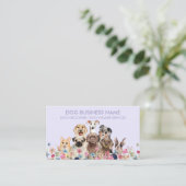 Dog Pet Sitting Floral Paars Visitekaartje (Staand voorkant)