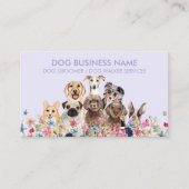 Dog Pet Sitting Floral Paars Visitekaartje (Voorkant)