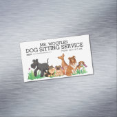 Dog Pet Sitting Service Waterverf Magnetisch Visitekaartje (Voorbeeld)