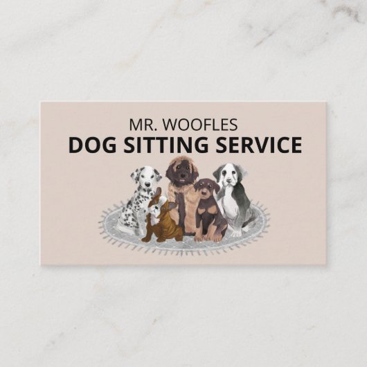 Dog Pet Sitting Waterverf Visitekaartje (Voorkant)