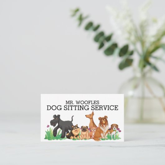 Dog Pet Sitting Waterverf Visitekaartje (Staand voorkant)
