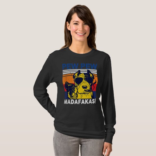 Dog Pew Pew Madafakas  Crazy Pit Bull Graph T-shirt (Voorkant volledig)