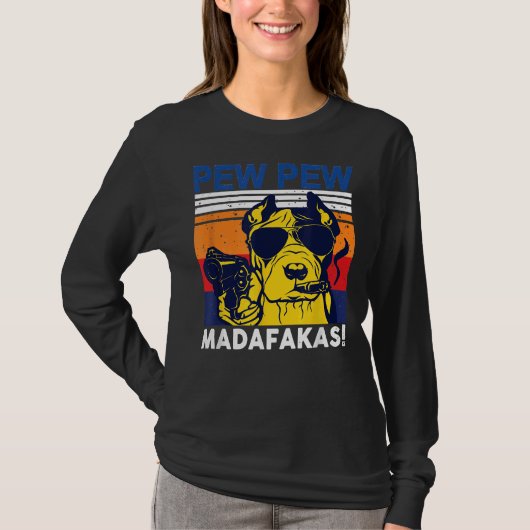 Dog Pew Pew Madafakas  Crazy Pit Bull Graph T-shirt (Voorkant)