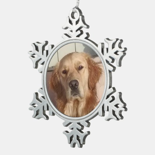 Dog Pewter Snowflake Ornament (Rechts)