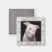  Dog Photo and Personalize Name Rustic Magneet (Voorkant / Achterkant)