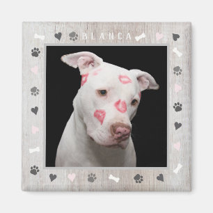Dog Photo and Personalize Name Rustic Magneet
