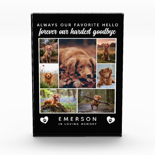 Dog Photo Block Collage Hardest Goodbye Memorial Fotoblokken (Voorkant)
