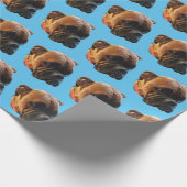 Dog Photo Boxer Puppy Bright Blue Aangepast Cadeaupapier (Hoek)