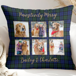 Dog Photo Collage 6 Custom Modern Holiday Plaid Kussen
