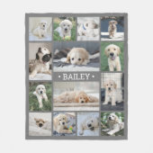 Dog Photo Collage Eenvoudig Modern Grijs en Wit Fleece Deken (Voorkant)